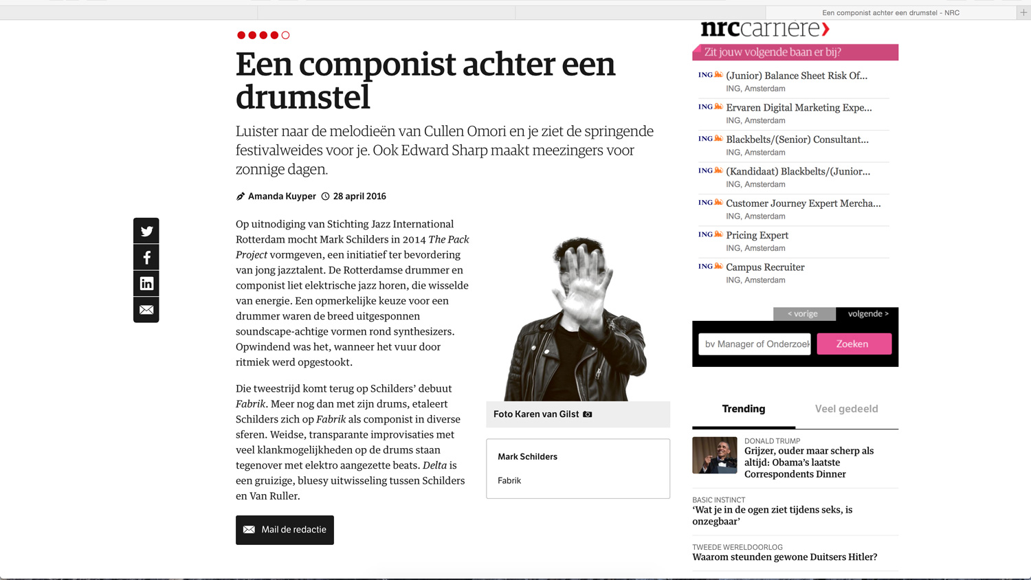 Mark Schilders door Karen van Gilst in NRC